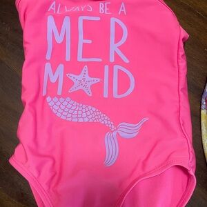 Girls Pink "Always Be a Mermaid" One-Piece Swimsuit
